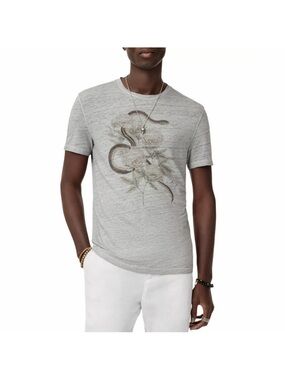 John Varvatos Gray Snake & Peony Graphic Tee - NWT Linen Blend XL
